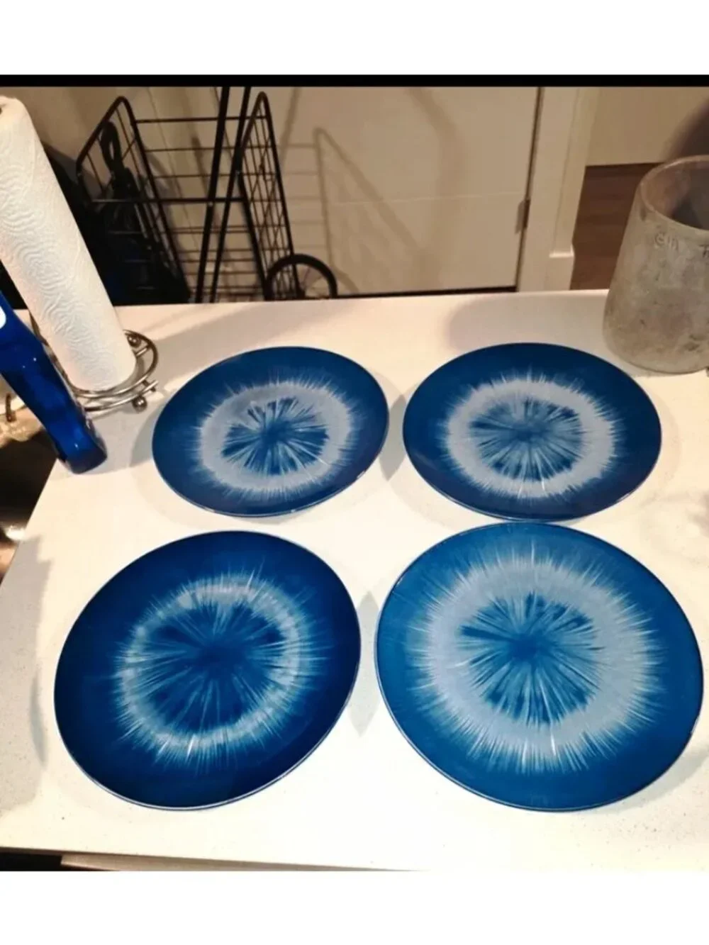 Dinner plates, Royal Norfolk Blue Burst 10.5 inch set of 4